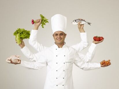 bucătarul simbolizează dieta cu 6 petale